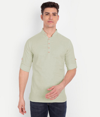 Univibe Men Solid Pathani Kurta(Light Green)
