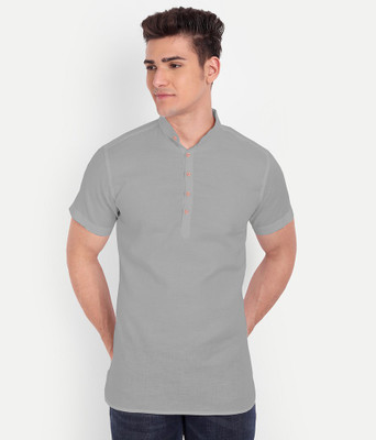 Univibe Men Solid Pathani Kurta(Grey)