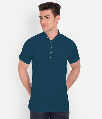Univibe Men Solid Pathani Kurta(Blue)