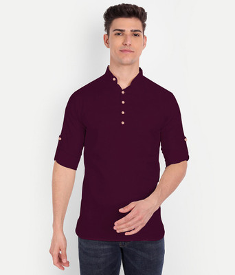 Univibe Men Solid Pathani Kurta(Purple)