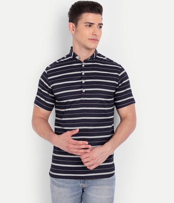 Univibe Men Striped Pathani Kurta(Dark Blue)