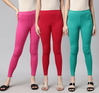 Any Fashion Ankle Length Western Wear Legging(Pink, Red, Green, Solid)