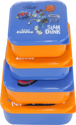 smily kiddos 4 in 1 container-Robot Theme Container Set Lunch Box 4 Containers Lunch Box(550 ml)