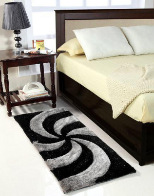 DNK TREND Black, Grey Polyester Runner(2 ft,  X 150 cm, Rectangle)