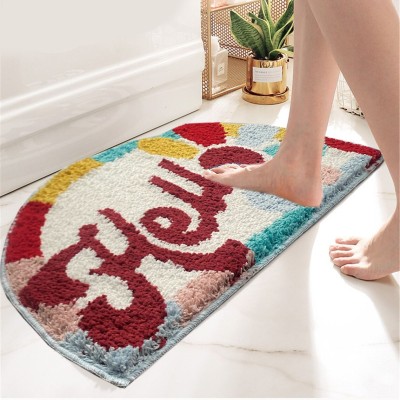 Roseate Microfiber Bathroom Mat(Multicolor, Medium)