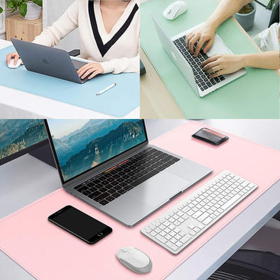 RASTVI Dual Use Multifunctional Desk Pad, Ultra Thin Waterproof Leather for Office/Home Non Slip Base Dual Sided Mousepad(Pink & Sky Blue)