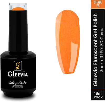 Gleevia UV LED Soak-Off Fluorescent Gel Polish for Professionals 15ml Brush Cap F6 Shade F6