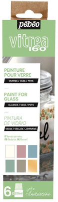 PEBEO Vitrea 160 Glossy Glass Paint - 6 x 20 ML - Initiation Pastel Set(Set of 1, Glass Paint)