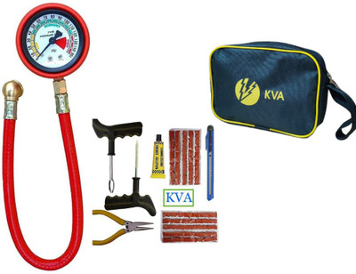 KVA KV-140 Tubeless Tyre Puncture Repair Kit With 150PSI Pressure Gauge Tubeless Tyre Puncture Repair Kit