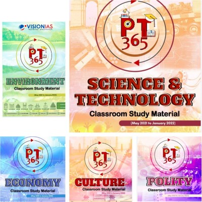 UPDATED Vision IAS PT365 2022 SCIENCE AND TECHNOLOGY ,ENVIRONMENT ,ECONOMY ,CULTURE,POLITY ,5 BOOK SET OF COMBO English Medium Photocopy Paperback – 1 January 2022
by Vision IAS (Author)(PAPERBACK (PHOTOCOPY), VISION IAS)