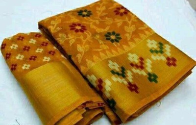 PRANAM Self Design Jamdani Cotton Silk Saree(Yellow)