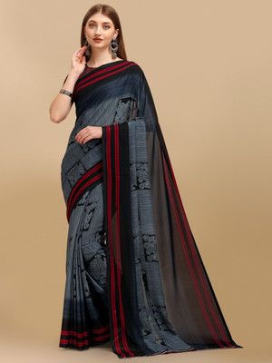 Leelavati Printed Daily Wear Georgette Saree(Grey)