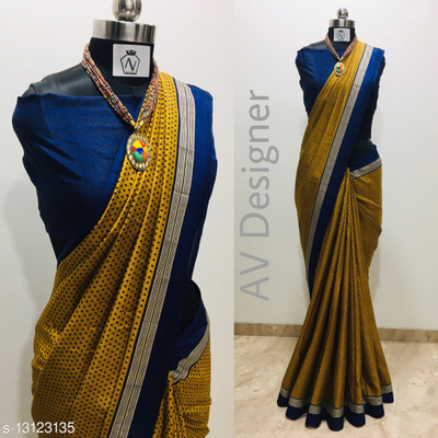 SimSim Trendz Printed Daily Wear Polyester Saree(Gold)