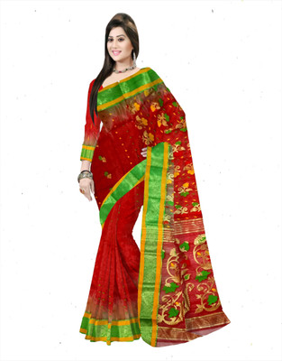 Pradip Fabrics Woven Tant Silk Blend Saree(Red)