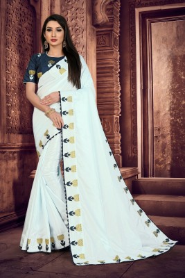 ITALIYAFASHION Embroidered Bollywood Silk Blend Saree(Light Blue)