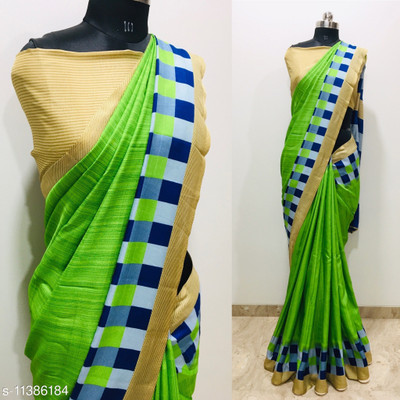 SimSim Trendz Printed Daily Wear Cotton Blend, Polyester Saree(Gold)