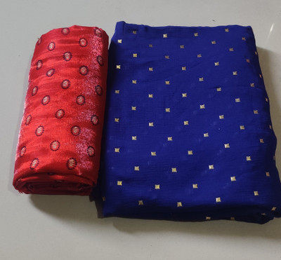 TOXEGO Polka Print Daily Wear Chiffon Saree(Dark Blue)