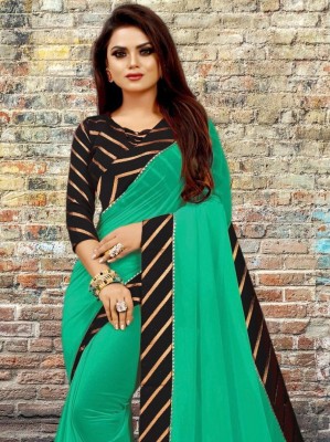 FLERRIES FASHION Striped Bollywood Art Silk Saree(Light Green)
