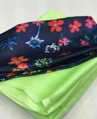 MILOZE Floral Print Daily Wear Chiffon Saree(Light Green)