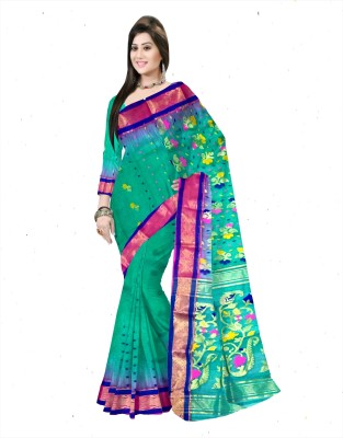 Pradip Fabrics Woven Tant Silk Blend Saree(Light Green)