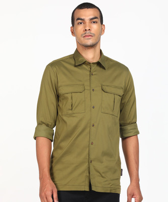PETER ENGLAND Men Solid Casual Green Shirt