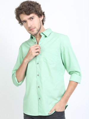 HIGHLANDER Men Solid Casual Light Green Shirt
