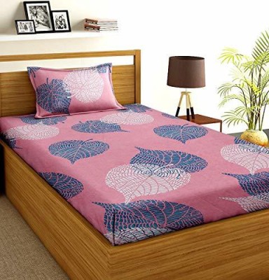 Home Readiness 160 TC Cotton Single Floral Flat Bedsheet(Pack of 1, Multicolor)