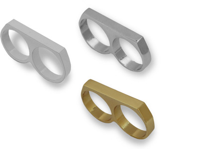 Dee Gee's mart Dee Gee's Mart Premium Quality Golden Silver Double Finger Ring Pack of 3 Stainless Steel Ring