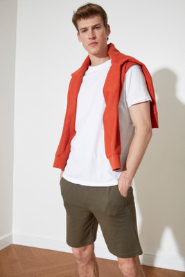TRENDYOL MAN Solid Men Khaki Casual Shorts