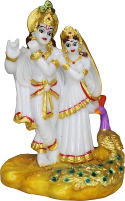 Om ssvmb9 Radha Krishna Idol Radha Krishna Statue Radha Krishna Murti 6 Inch White Color Decorative Showpiece  -  15 cm(Marble, Multicolor)