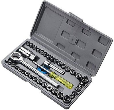 PINZOR Multipurpose 40 in 1 pcs Screwdriver Socket Wrench Sleeve Automobile Motorcycle Socket Set(Pack of 1)