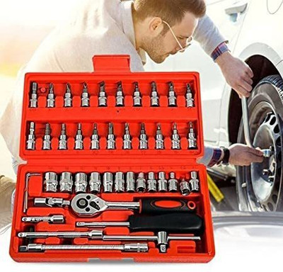 SMBT 46 in 1 Pcs Tool Kit & Screwdriver and Socket Set Socket Set Red Box Socket Set(Pack of 1)
