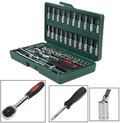 SMBT 46 in 1 Pcs Tool Kit & Screwdriver and Socket Set Socket Set Green Box Socket Set(Pack of 1)