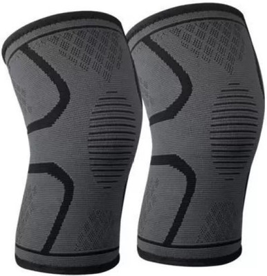 DR CETUS DELUX PRINTED KNEE CAP COMPRESSION SUPPORT (PAIR) Knee Support(Grey, Black)