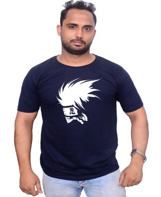 MJ UNIQUE KAKASHI Graphic Print Men Round Neck Dark Blue T-Shirt