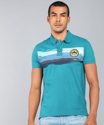 U.S. POLO ASSN. Printed Men Polo Neck Blue T-Shirt