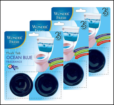 wonder fresh Flushmatic In-cistern Toilet Cleaner Flush Tab Blocks tab 100 Gram Each Pack Ocean Block Toilet Cleaner(3 x 100 g)