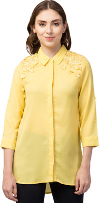 RIHANI FAB Casual Embroidered Women Yellow Top