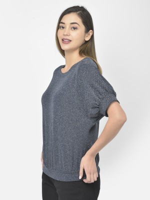 LATIN QUARTERS Casual Self Design Women Blue Top