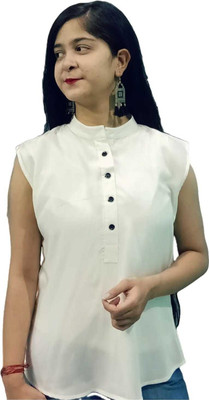 Vistrendzz Casual Solid Women Beige Top