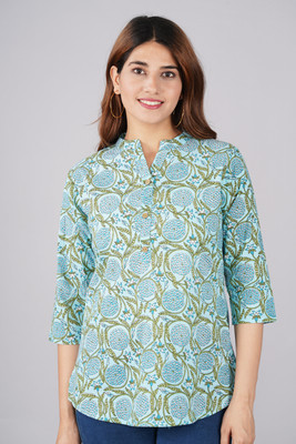 Kaashivi Casual Printed Women Green Top