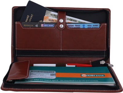 Ayra Brown and black Leatherite Cheque Book Holder/Documents Holder(Black)