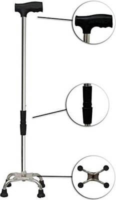 PV ENTERPRISES Walking Stick for adult /Old Age People, Croom Height Adjustable 4 leg Walking Stick