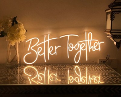 yata Better Together Neon Light Neon Lights For Wall Home Decoration Love Sign(12 inch X 24 inch, Warm White)