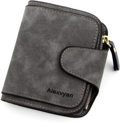 Frackson Women Evening/Party, Travel, Ethnic, Casual, Trendy, Formal Grey Genuine Leather Wallet(12 Card Slots)