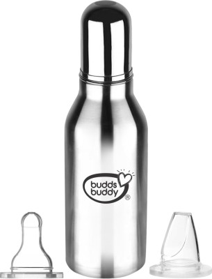 Buddsbuddy Bravo Stainless Steel 2 in 1 Regular Neck Baby Feeding Bottle - 330 ml(Grey)