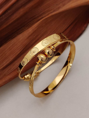 SHIVAY FASHION HUB Alloy Beads Gold-plated Bangle Set(Pack of 2)