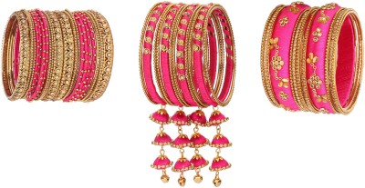 Zulka Get Your Traditions Metal, Fabric Zircon Bangle Set(Pack of 46)