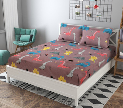 Flipkart SmartBuy 210 TC Polycotton Double Printed Flat Bedsheet(Pack of 1, Brown)