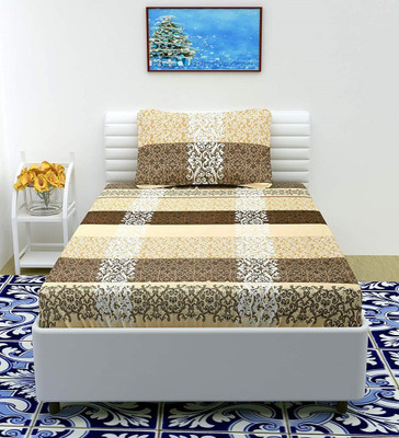 Flipkart SmartBuy 210 TC Polycotton Single Printed Flat Bedsheet(Pack of 1, White)